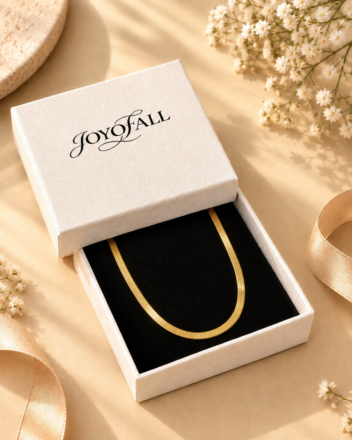 Gold Herringbone Chain Necklace for Women