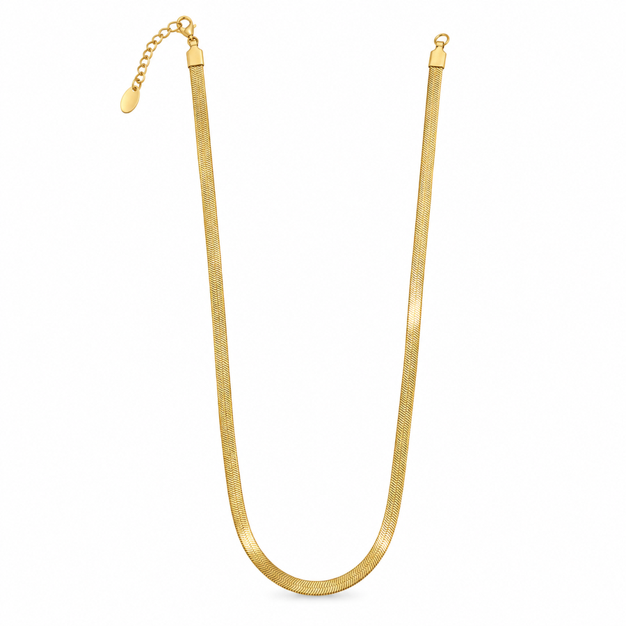 Gold Herringbone Chain Necklace for Women