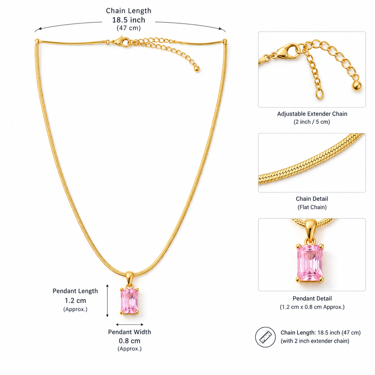 Pink Crystal Pendant Necklace for Women