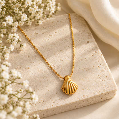 Gold Seashell Pendant Necklace for Women