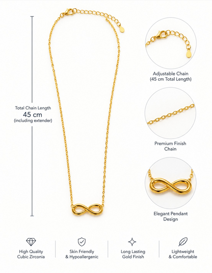 Gold Infinity Pendant Necklace for Women