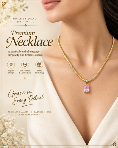 Pink Crystal Pendant Necklace for Women