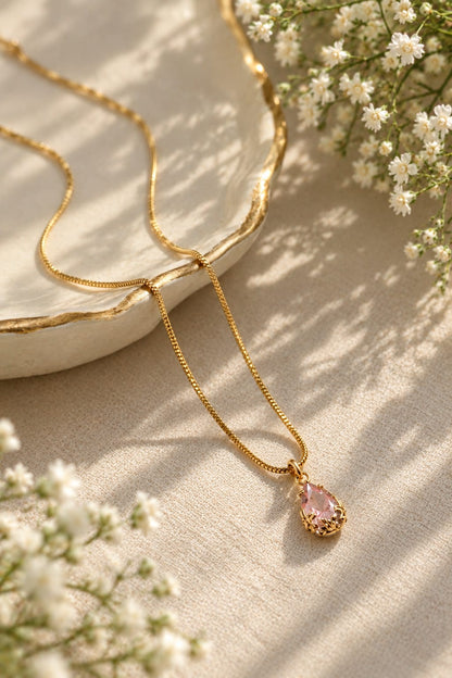 Gold Plated Pink necklace