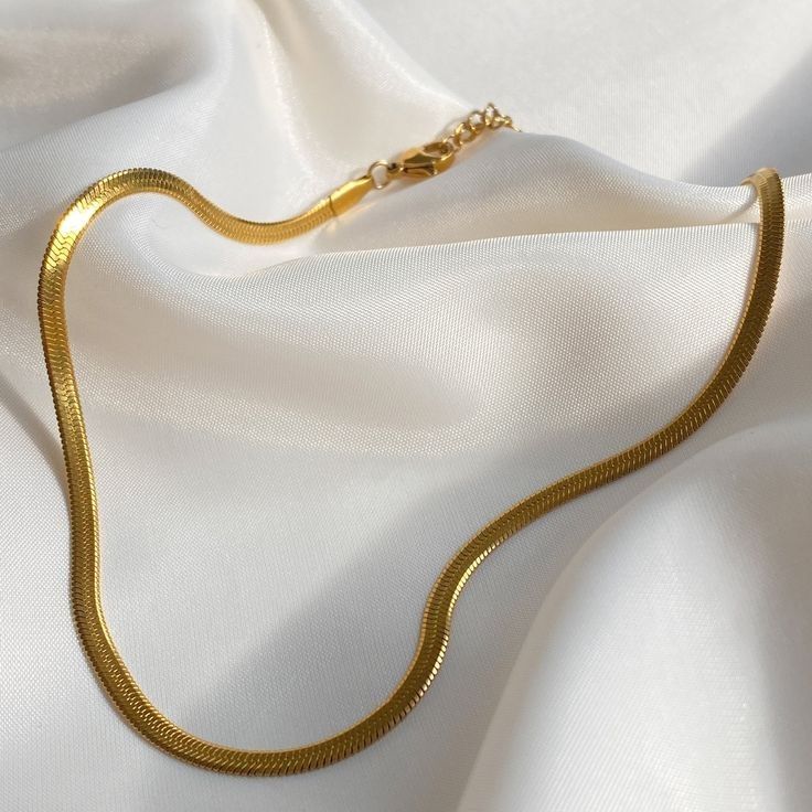 Gold Herringbone Chain Necklace for Women