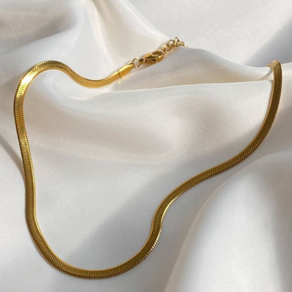 Gold Herringbone Chain Necklace for Women