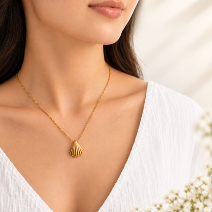 Gold Seashell Pendant Necklace for Women